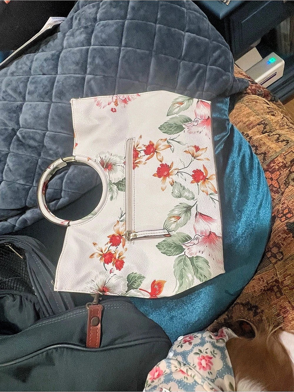 Enzo Angiolini Floral Ring Handle Handbag